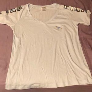 VS PINK bling holographic light blue tee